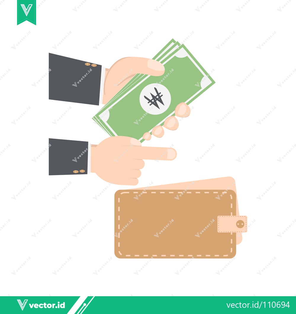 Premium Vector of Hand giving money to wallet illustration