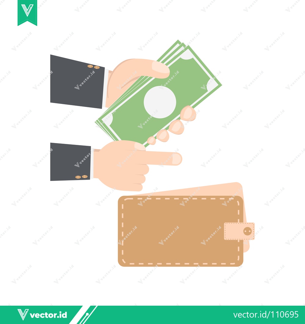 Premium Vector dari Hand giving money to wallet for payment