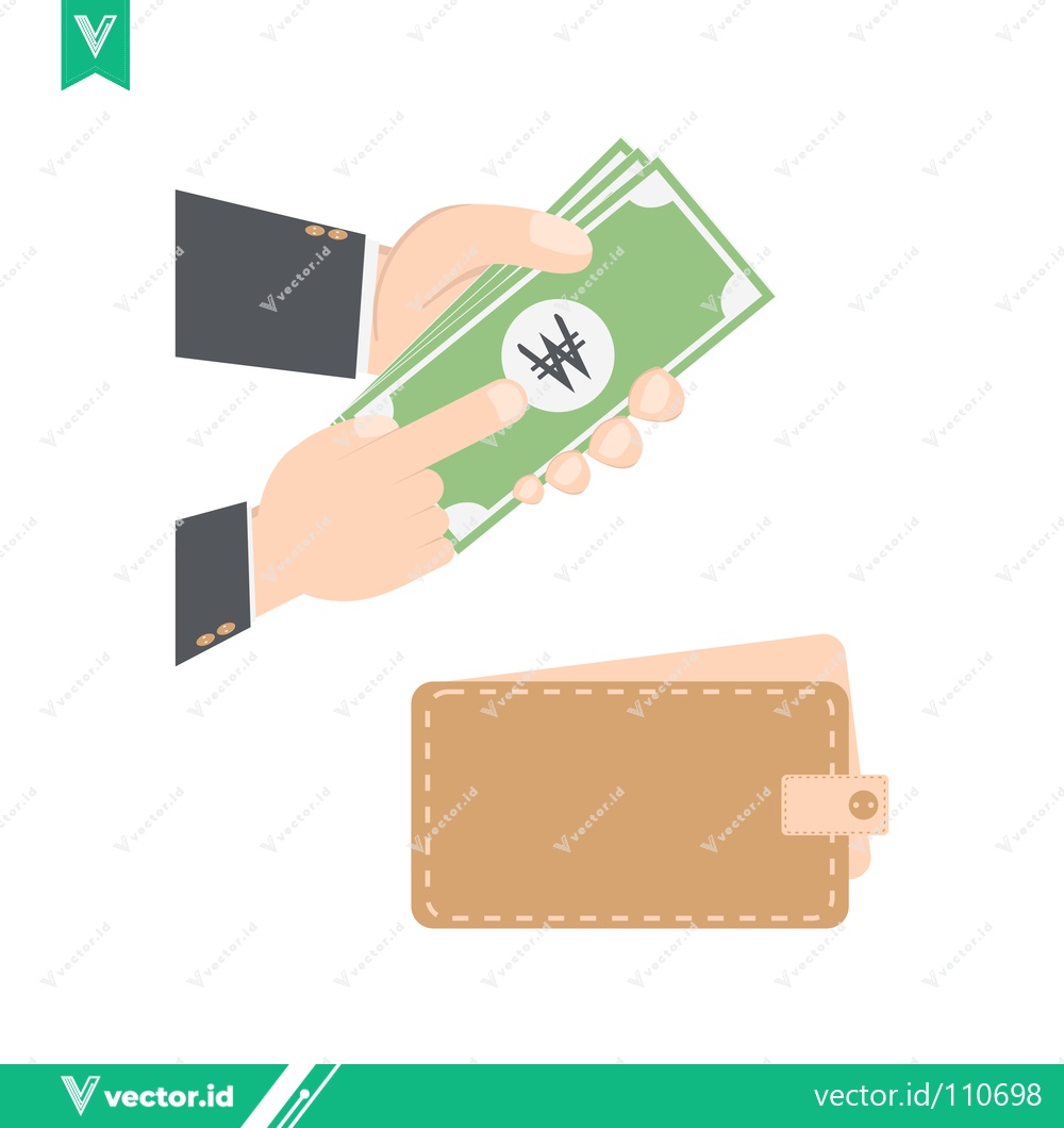 Premium Vector of Hand giving money to wallet illustration