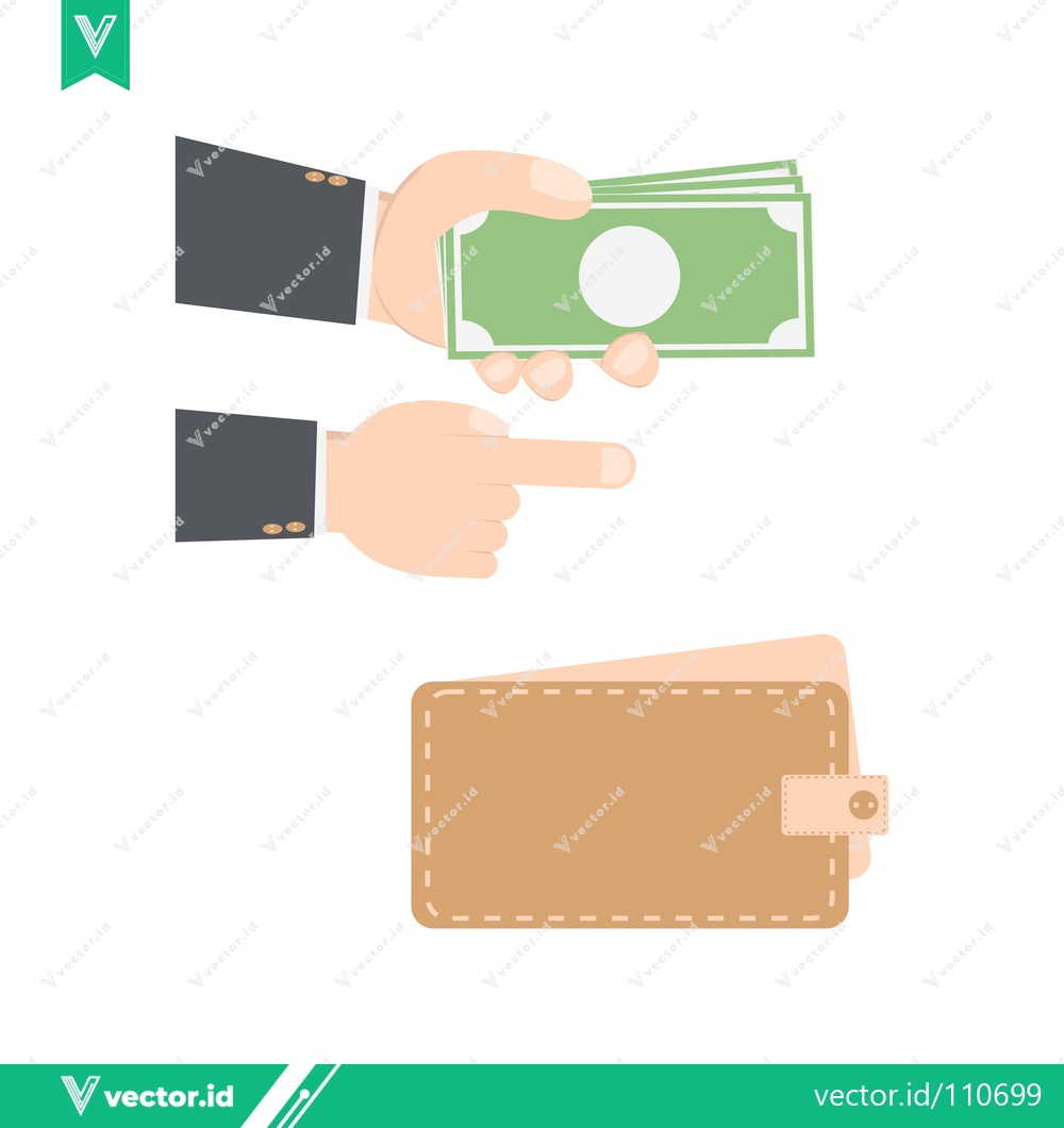 Premium Vector of Hands exchanging money and wallet for payment