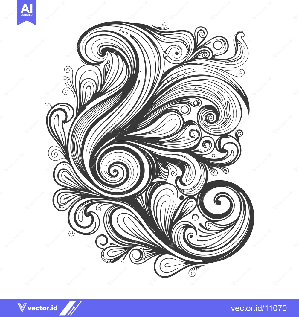 Premium Vector dari Abstract Black and White Swirling Floral Design