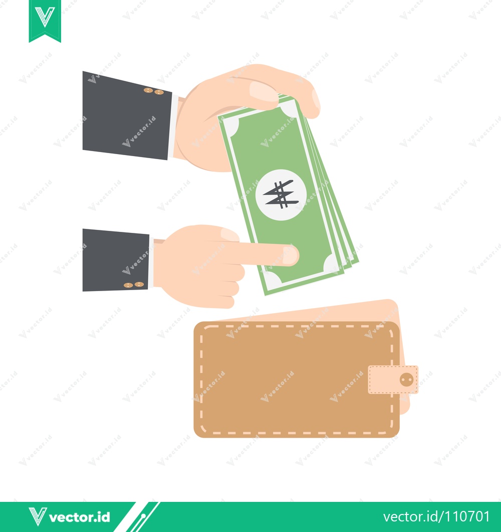 Premium Vector of Hand giving money to wallet for payment transaction