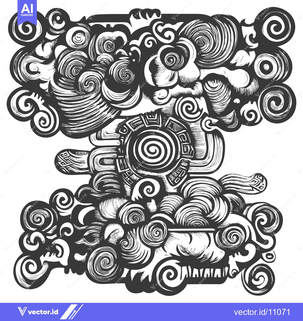 Premium Vector of Abstract Black and White Swirling Pattern with Circular Shapes