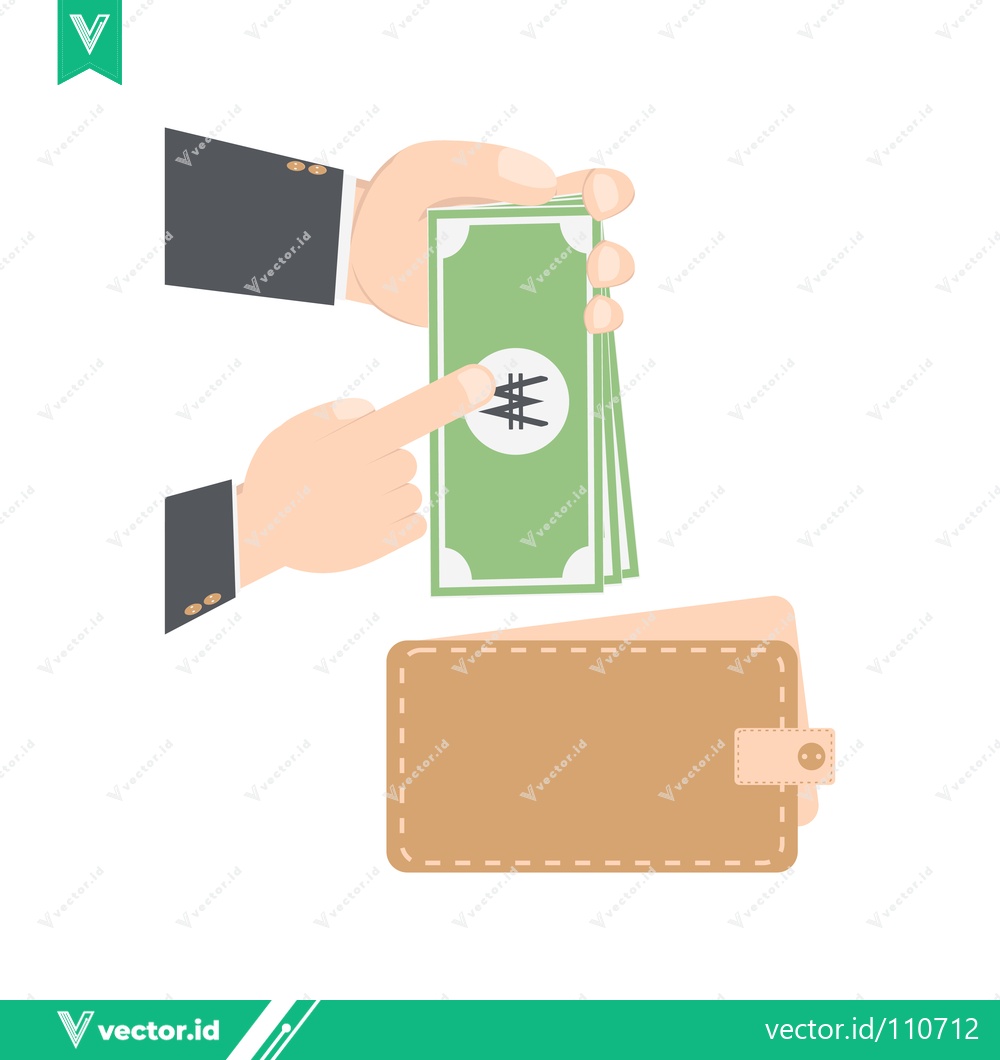 Premium Vector dari Hand holding South Korean Won bills for payment
