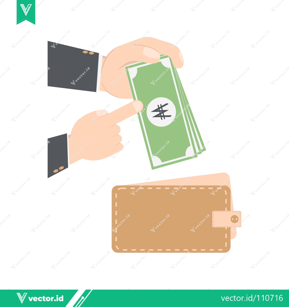 Premium Vector of Hand giving money to wallet financial transaction concept