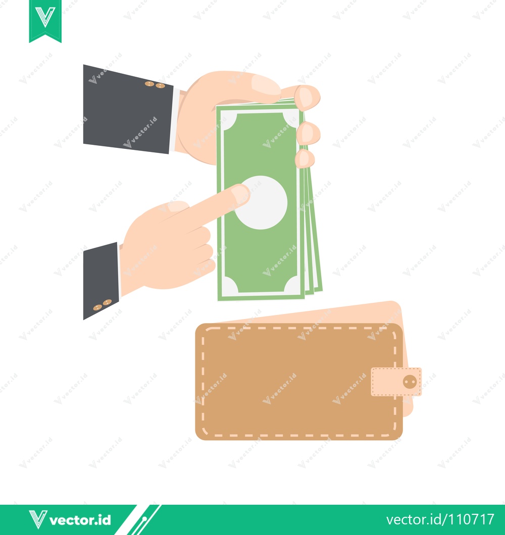 Premium Vector of Hands exchanging money and wallet for payment
