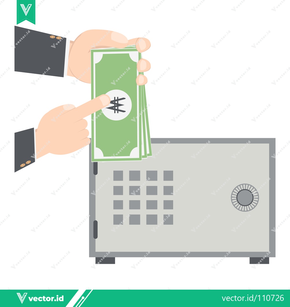 Premium Vector dari Saving Korean Won Currency in a Safe Deposit Box