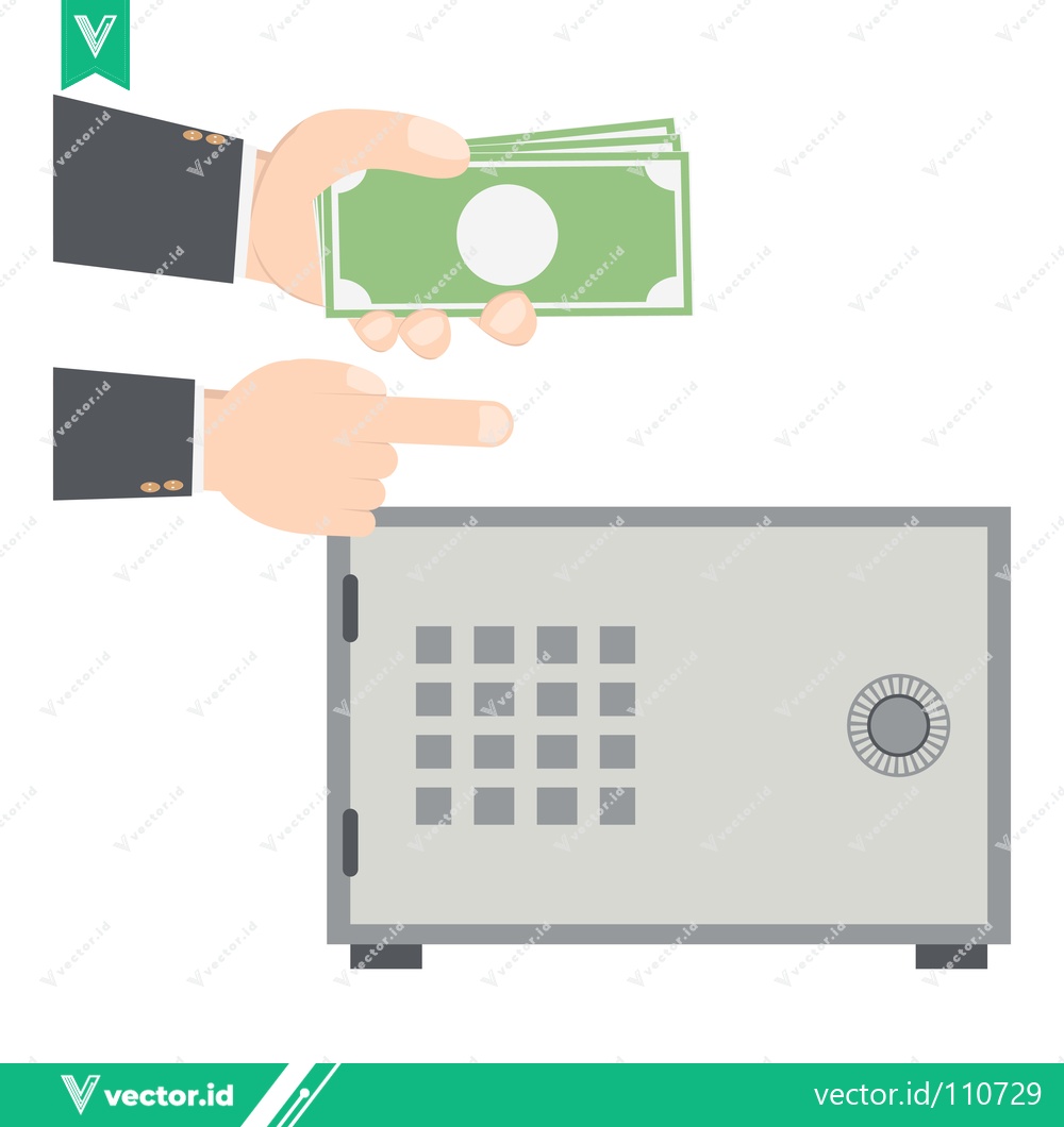 Premium Vector dari Person depositing money into a safe symbolizing financial security and savings