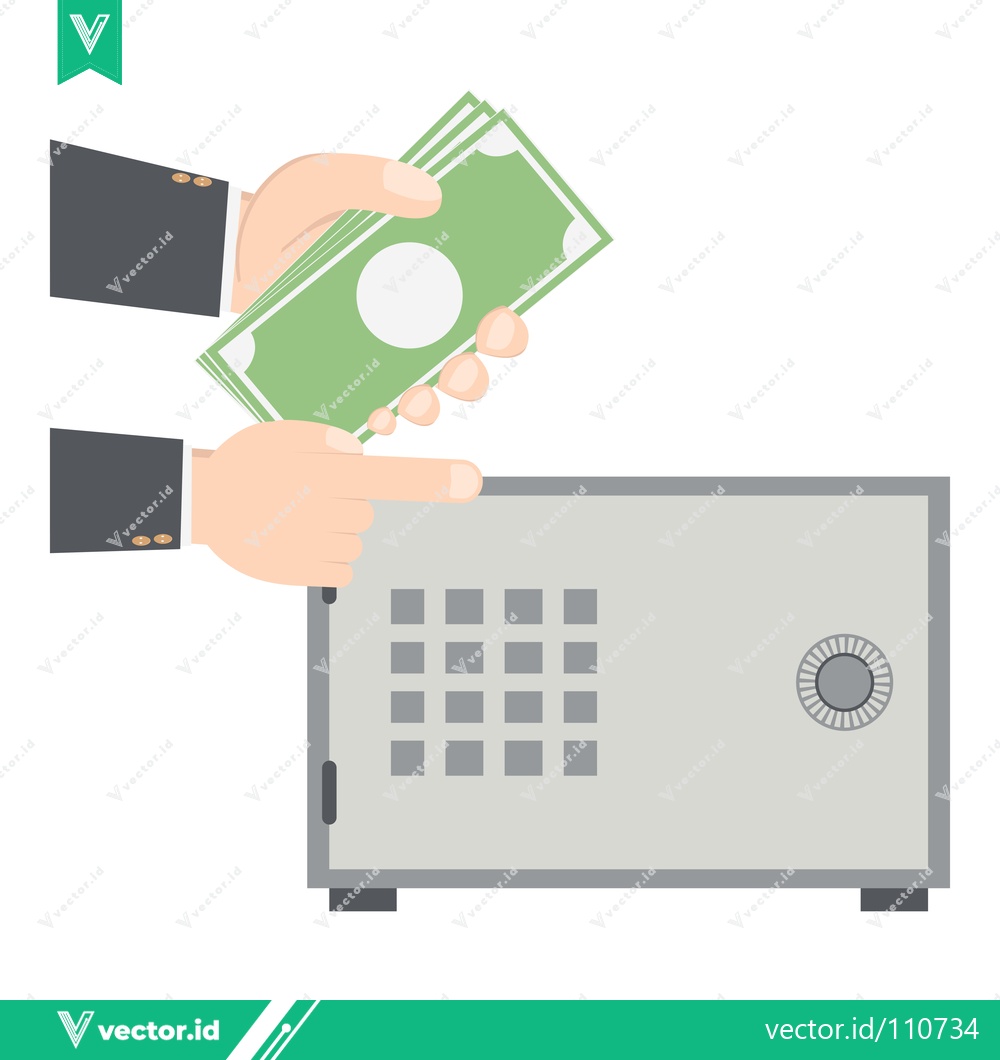 Premium Vector of Hands Putting Money Into a Safe Deposit Box