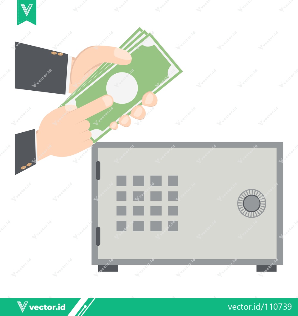 Premium Vector dari Hands depositing money into a secure safe for financial security