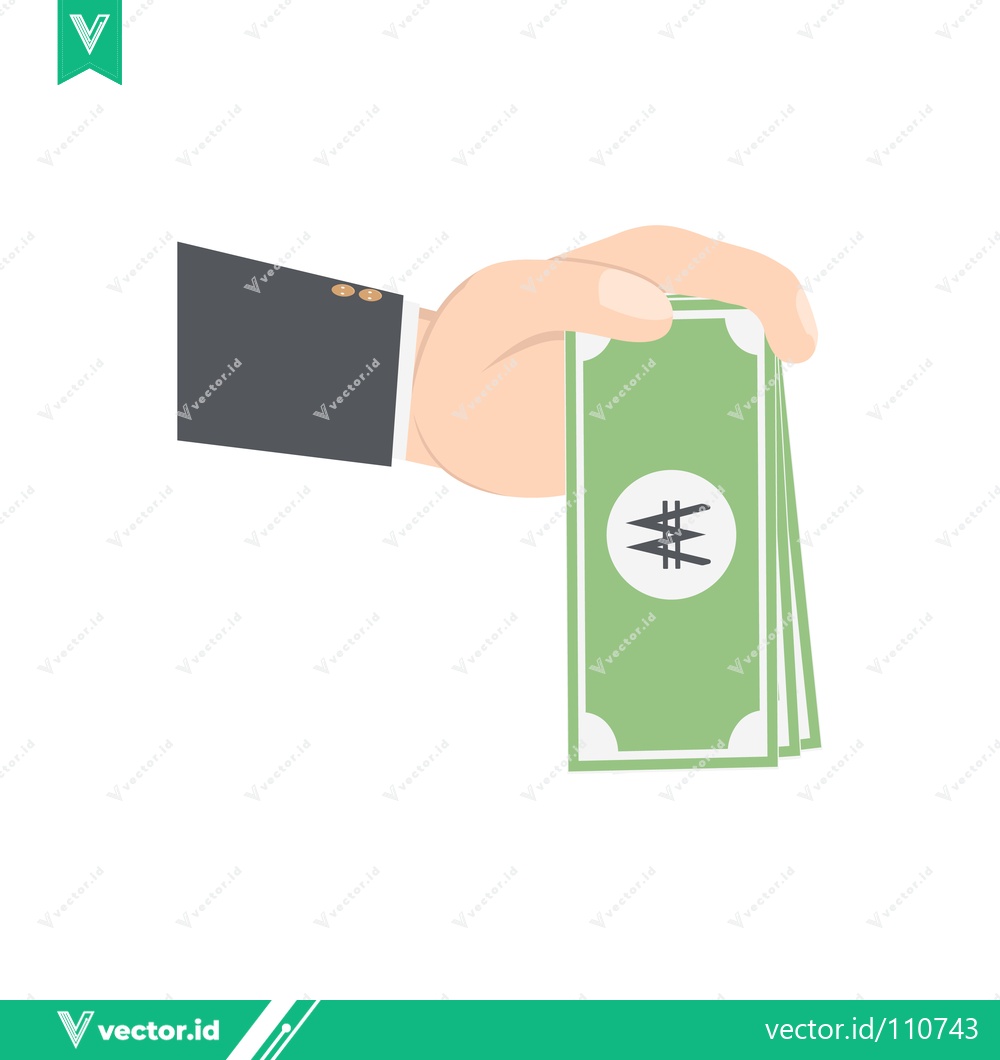 Premium Vector of Hand holding South Korean Won banknotes financial transaction concept