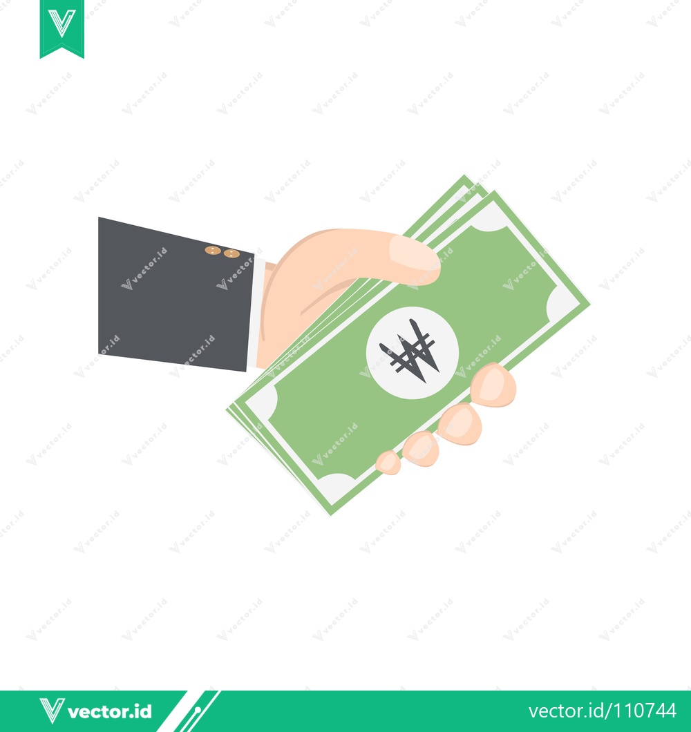 Premium Vector of Hand holding South Korean Won currency bills