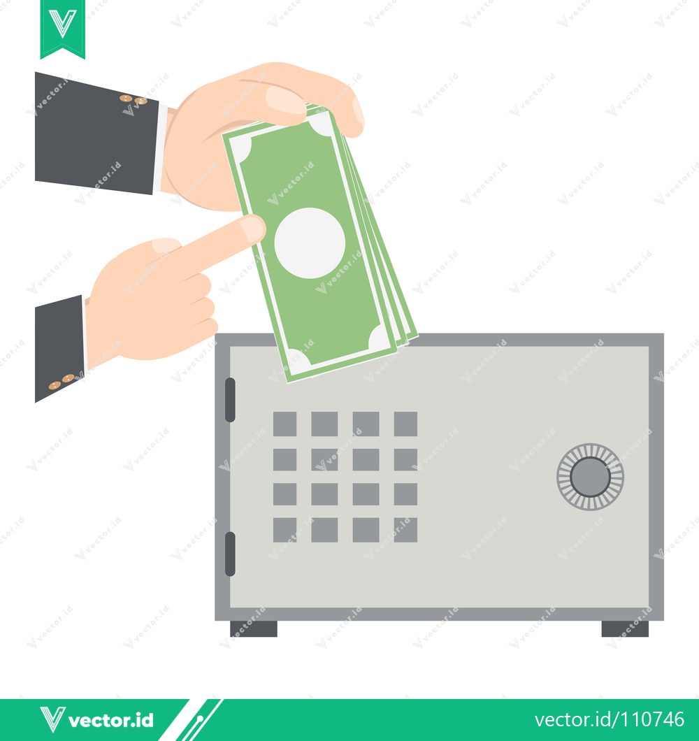 Premium Vector of Saving Money in a Safe Deposit Box