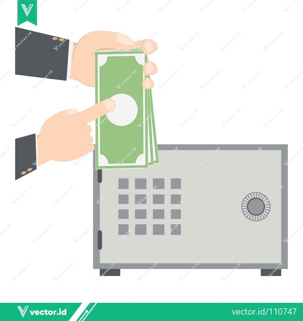 Premium Vector of Putting Money in a Safe Deposit Box for Security