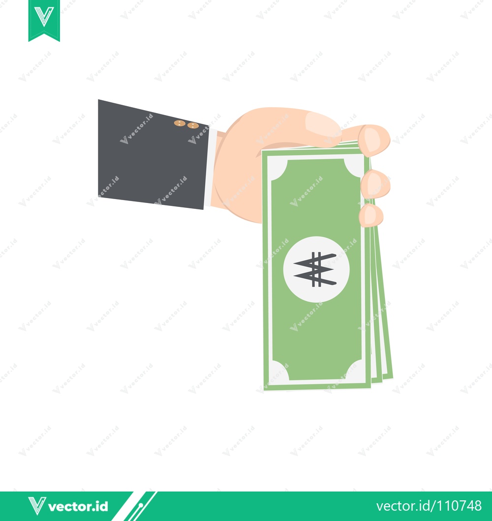 Premium Vector of Hand holding South Korean Won banknotes financial transaction concept