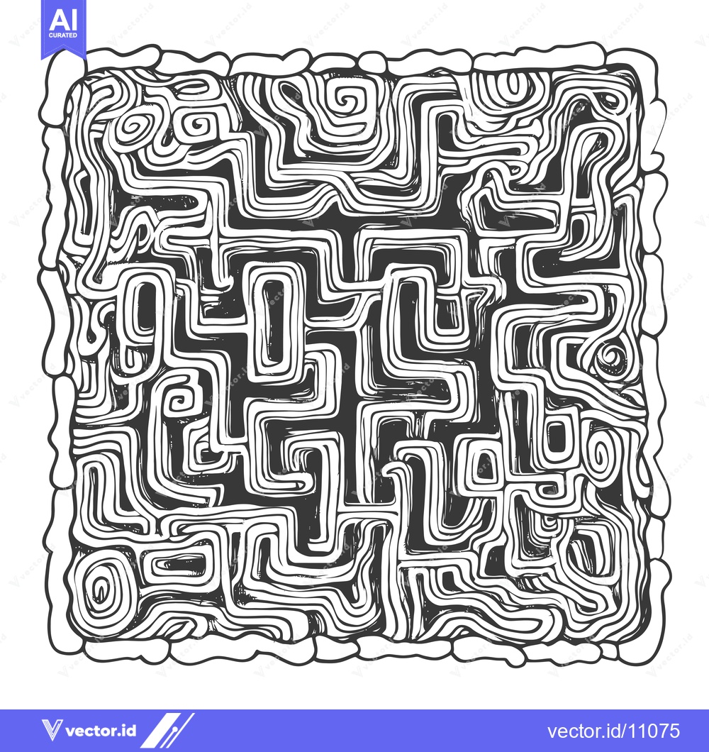 Premium Vector of Abstract Black and White Swirly Pattern Inside Square Frame