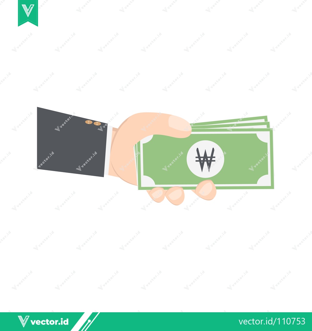 Premium Vector of Hand holding South Korean Won banknotes financial transaction concept