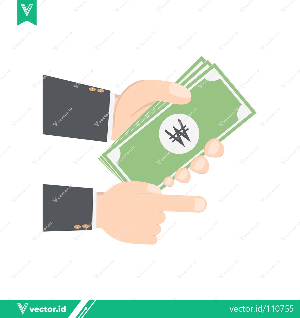 Premium Vector of Hand giving Korean Won bills financial transaction concept