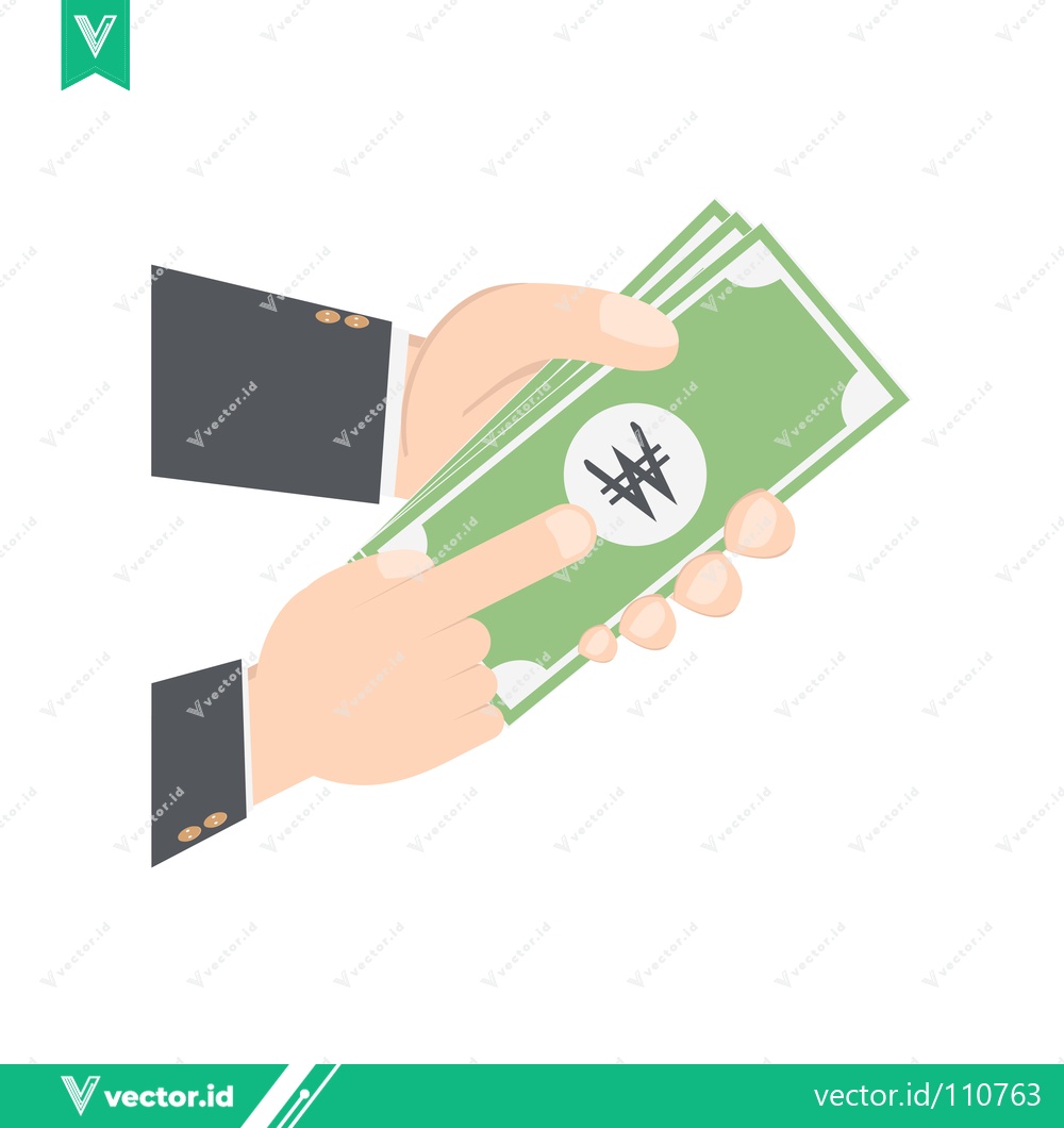 Premium Vector dari Hand holding Korean Won banknotes financial transaction concept