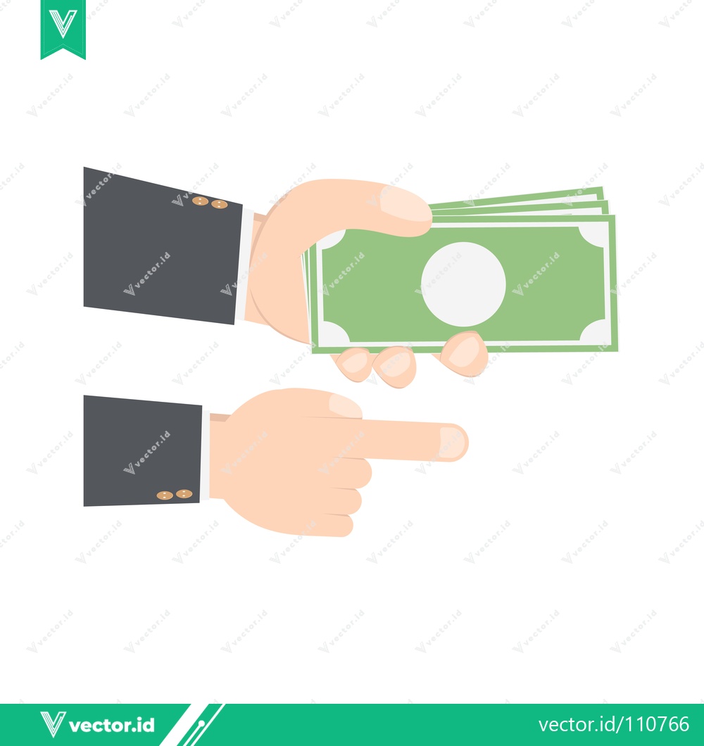 Premium Vector dari Hand giving money to another hand pointing