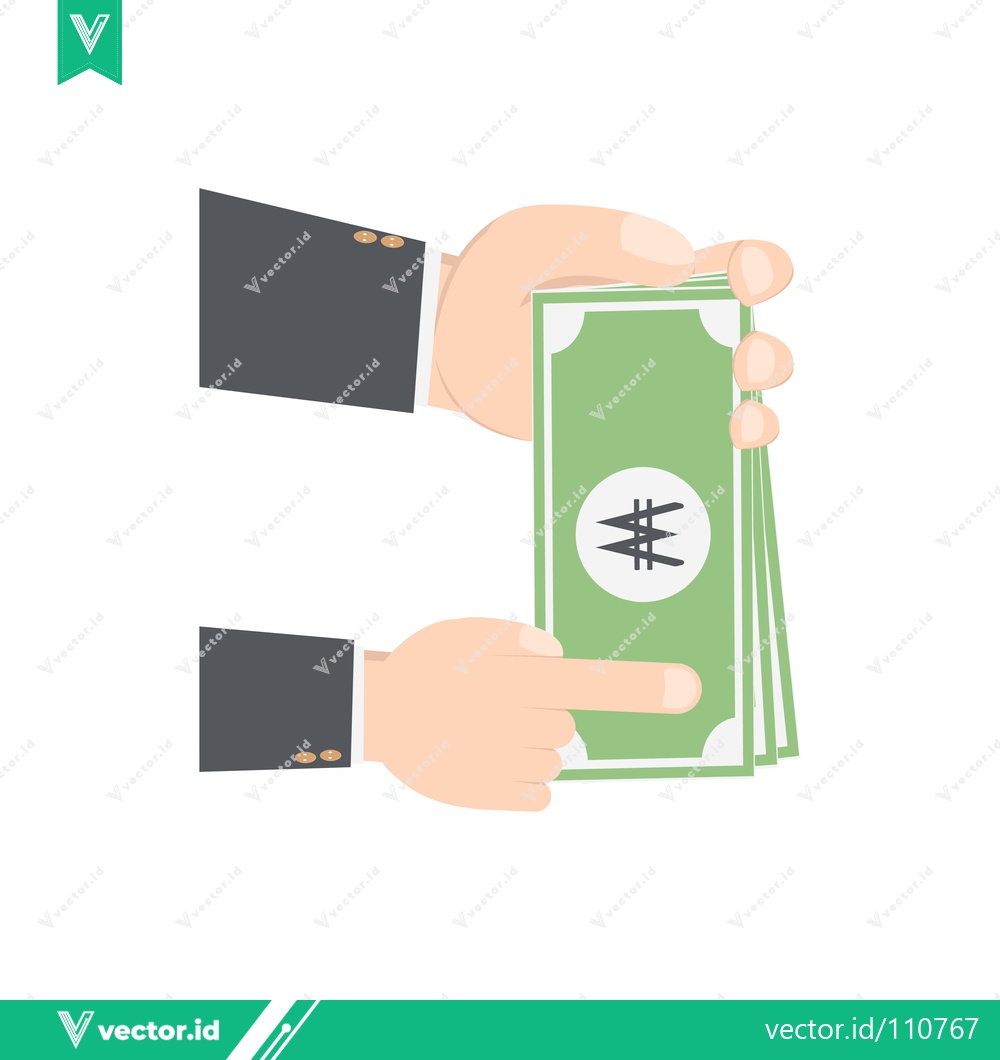 Premium Vector dari Illustration of hands exchanging Korean Won bills