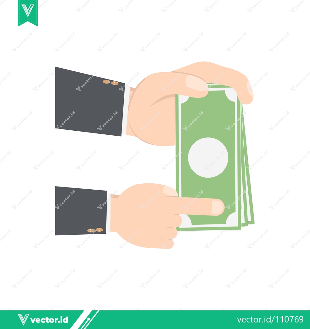 Premium Vector of Hand giving money to another hand financial transaction concept
