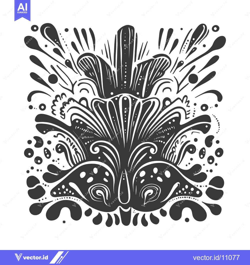 Premium Vector dari Abstract black and white symmetrical floral pattern