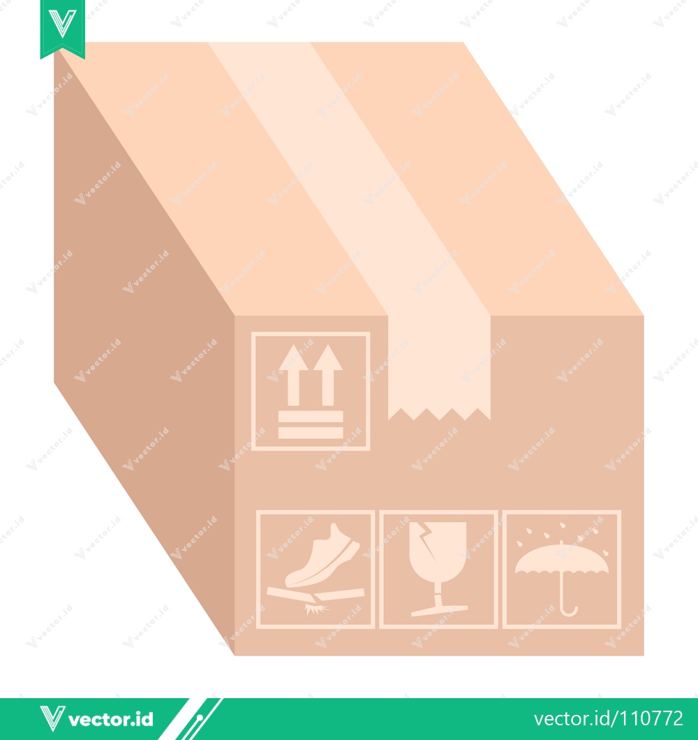 Premium Vector of Cardboard Shipping Box with Handling Symbols