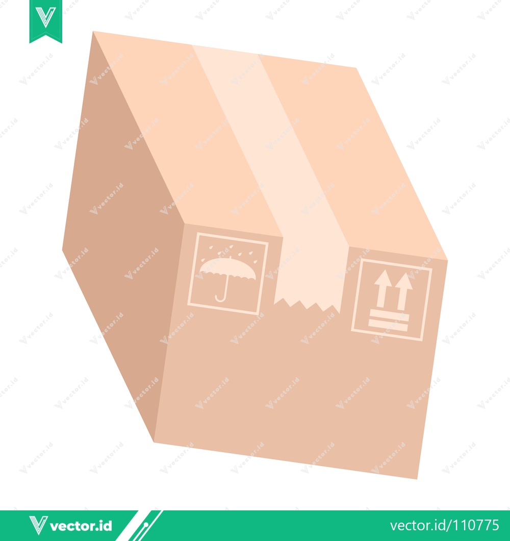 Premium Vector dari Cardboard Shipping Box with Fragile and This Way Up Symbols