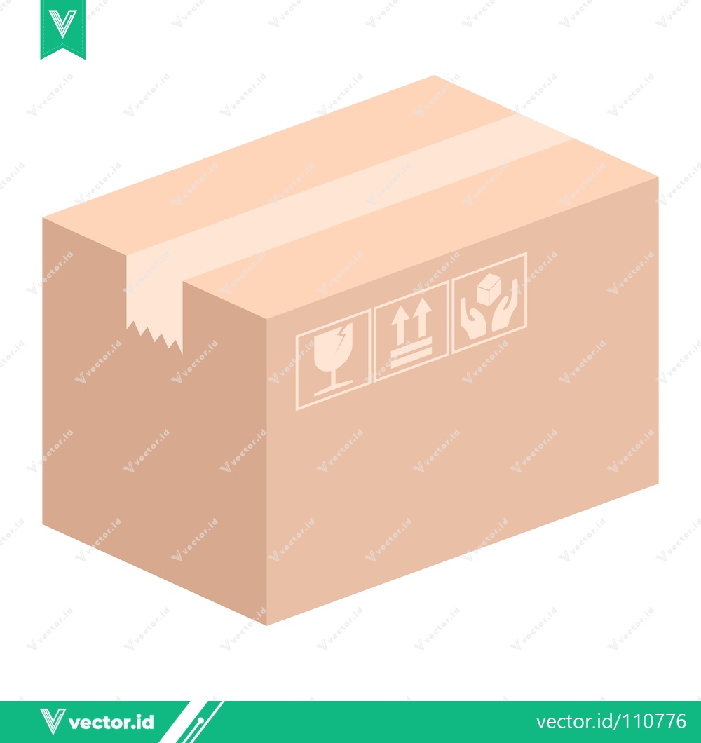 Premium Vector of Brown Cardboard Shipping Box with Fragile Symbols