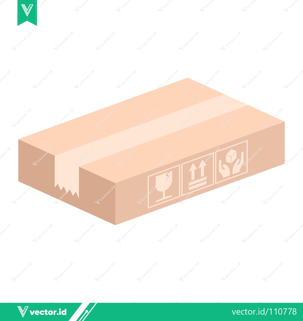 Premium Vector of Isometric Cardboard Box with Shipping Symbols