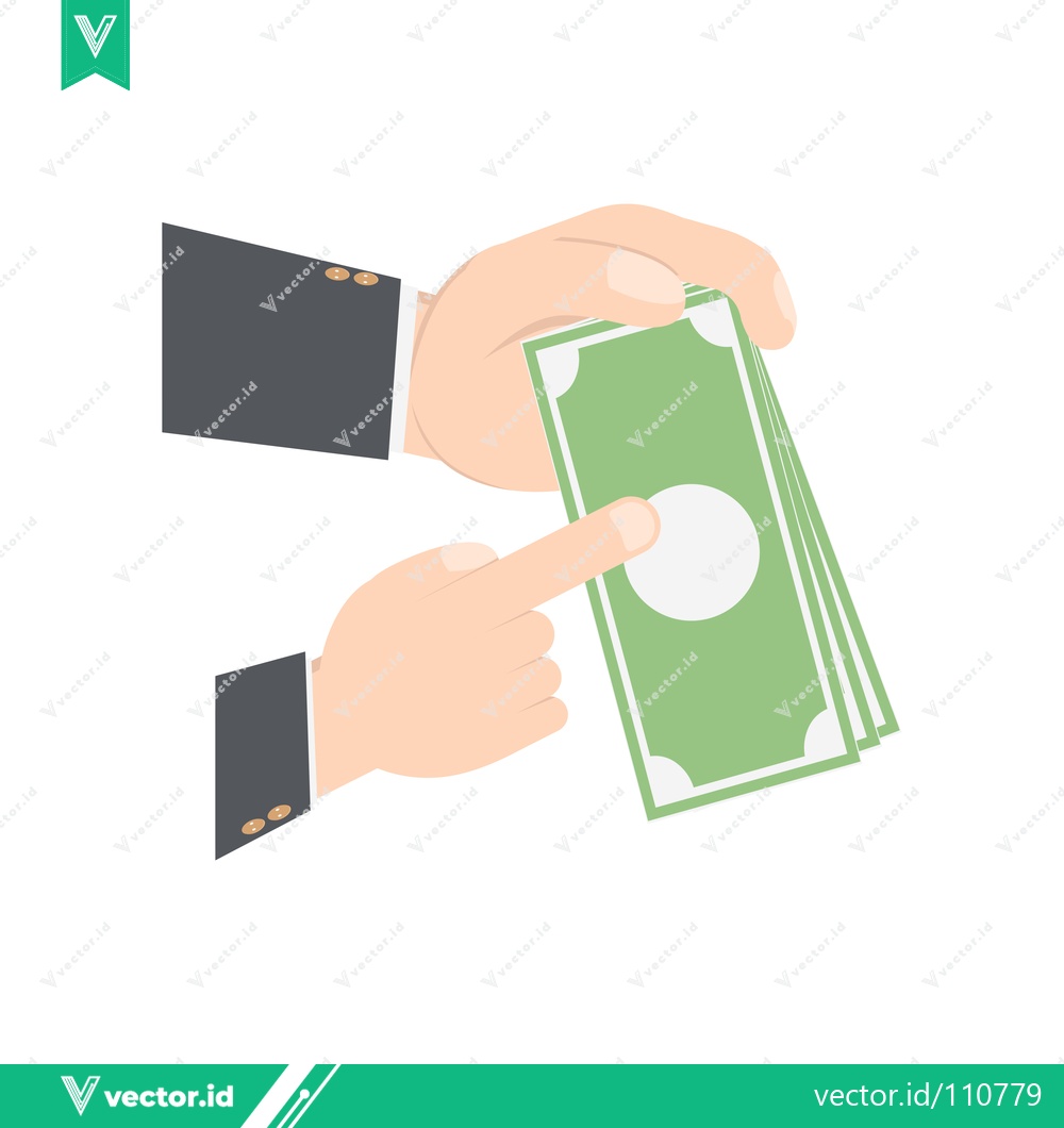 Premium Vector of Hand giving money to another hand financial transaction concept
