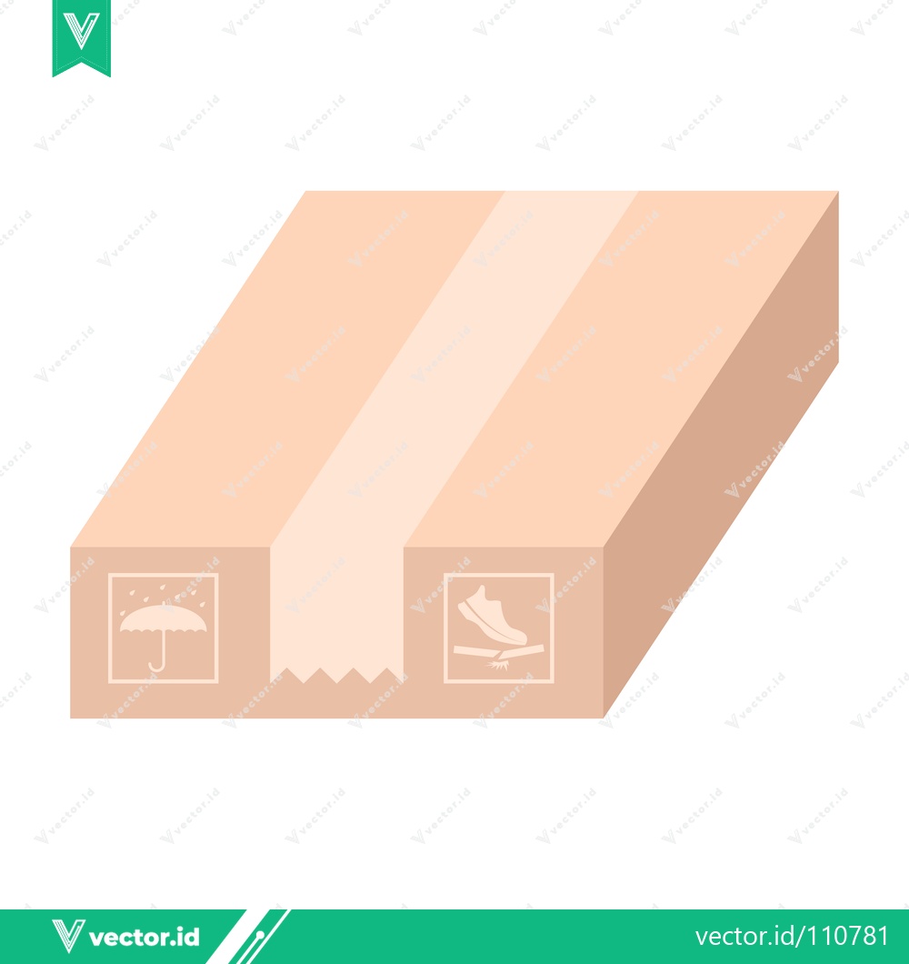 Premium Vector of Cardboard Shipping Box with Fragile and Handle With Care Symbols