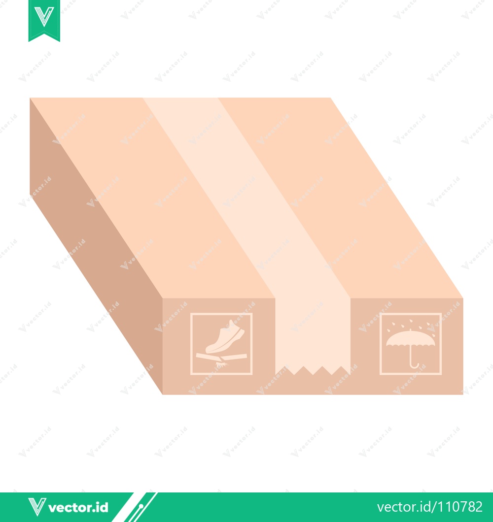 Premium Vector dari Cardboard Box with Fragile and Keep Dry Symbols