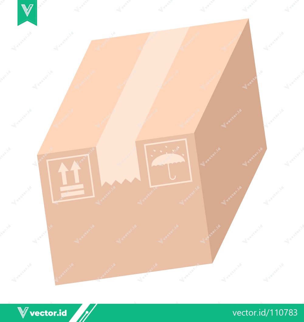 Premium Vector of Cardboard Box with Shipping Symbols and Tape