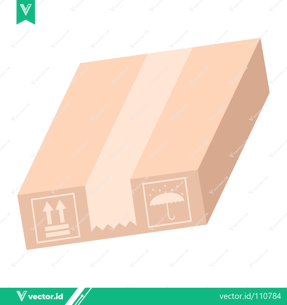 Premium Vector of Cardboard Shipping Box with Fragile and This Way Up Symbols