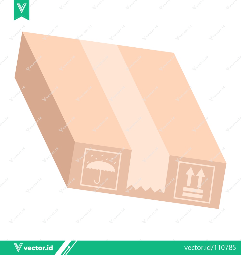 Premium Vector dari Cardboard Box with Fragile and This Way Up Symbols