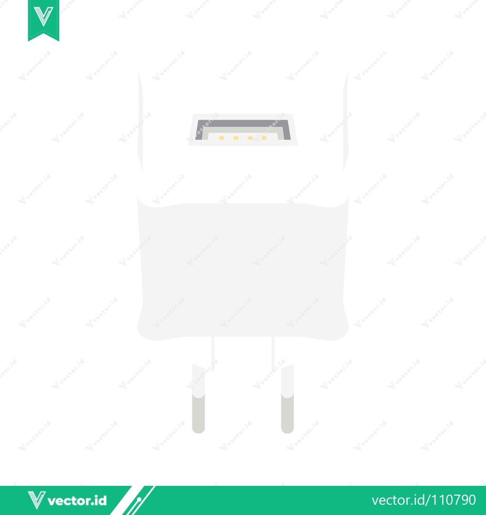 Premium Vector of White USB Wall Charger Adapter with Two Pins