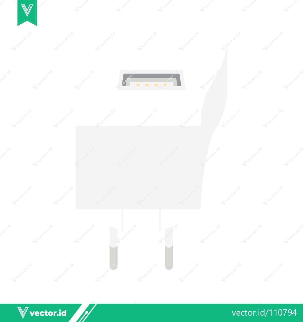 Premium Vector dari White USB Power Adapter with Foldable Prongs
