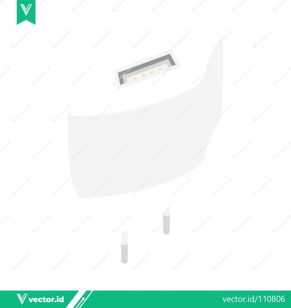 Premium Vector of White USB Wall Charger Adapter with Metal Port