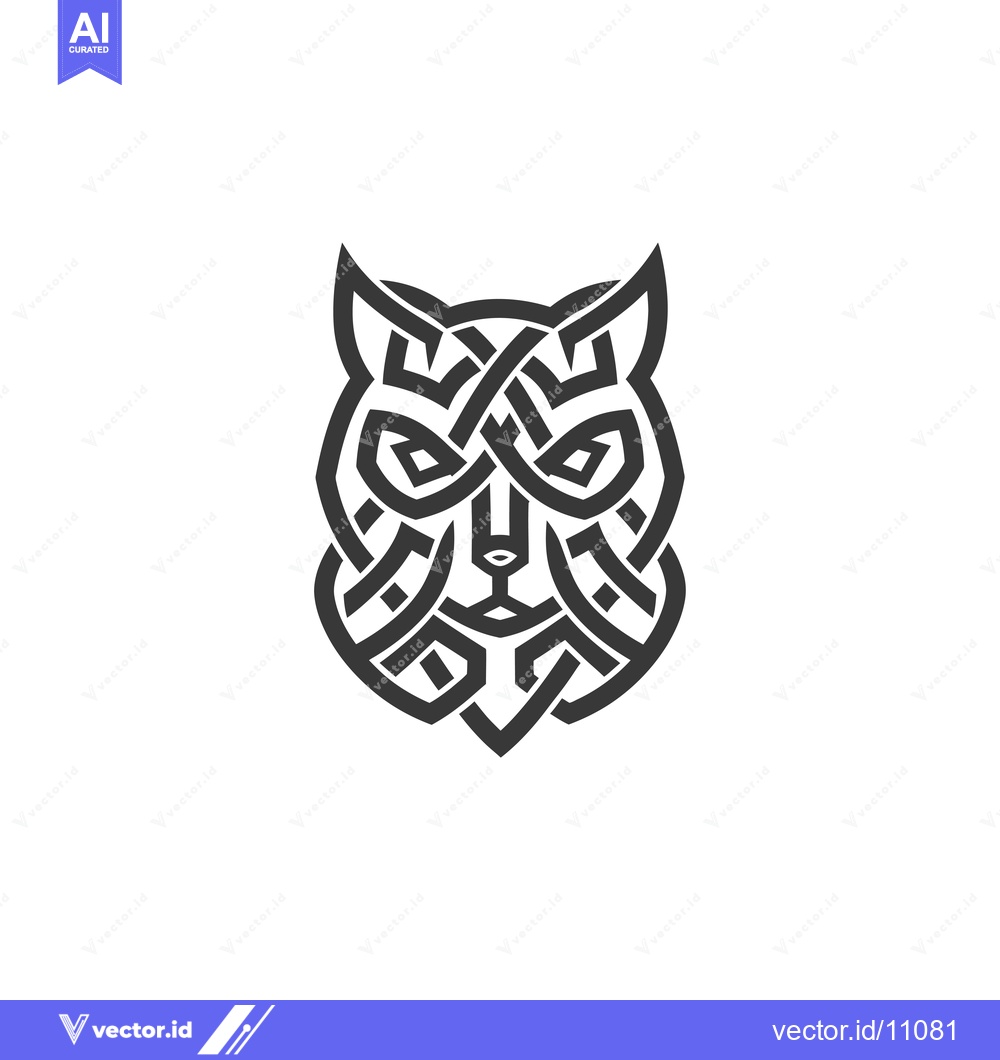 Premium Vector dari Abstract Celtic Knot Design Depicting a Wolf's Face