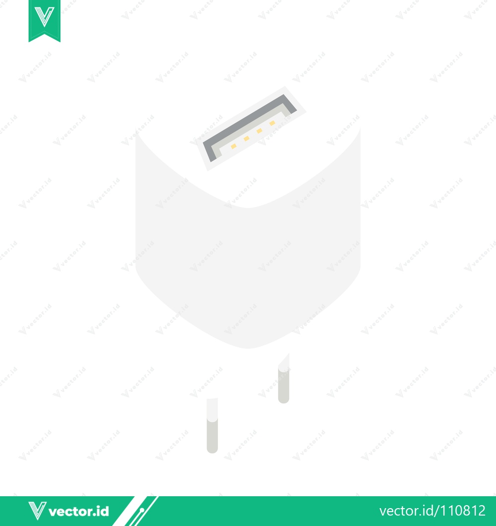 Premium Vector of White USB Power Adapter with Foldable Prongs