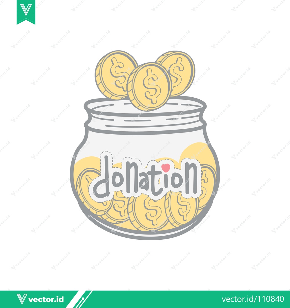 Premium Vector dari Donation Jar Filled with Coins and Dollar Signs