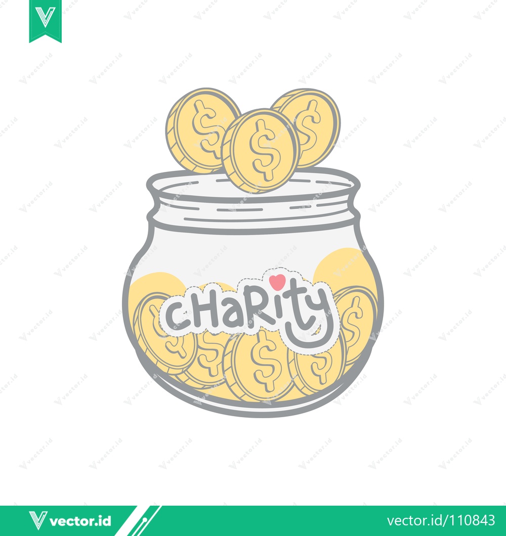 Premium Vector of Charity Jar Filled with Coins Symbolizing Generosity and Donations
