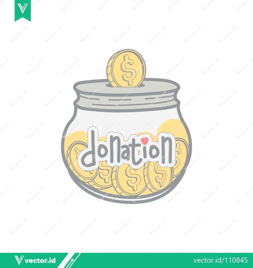 Premium Vector dari Illustration of a donation jar filled with coins and the word donation