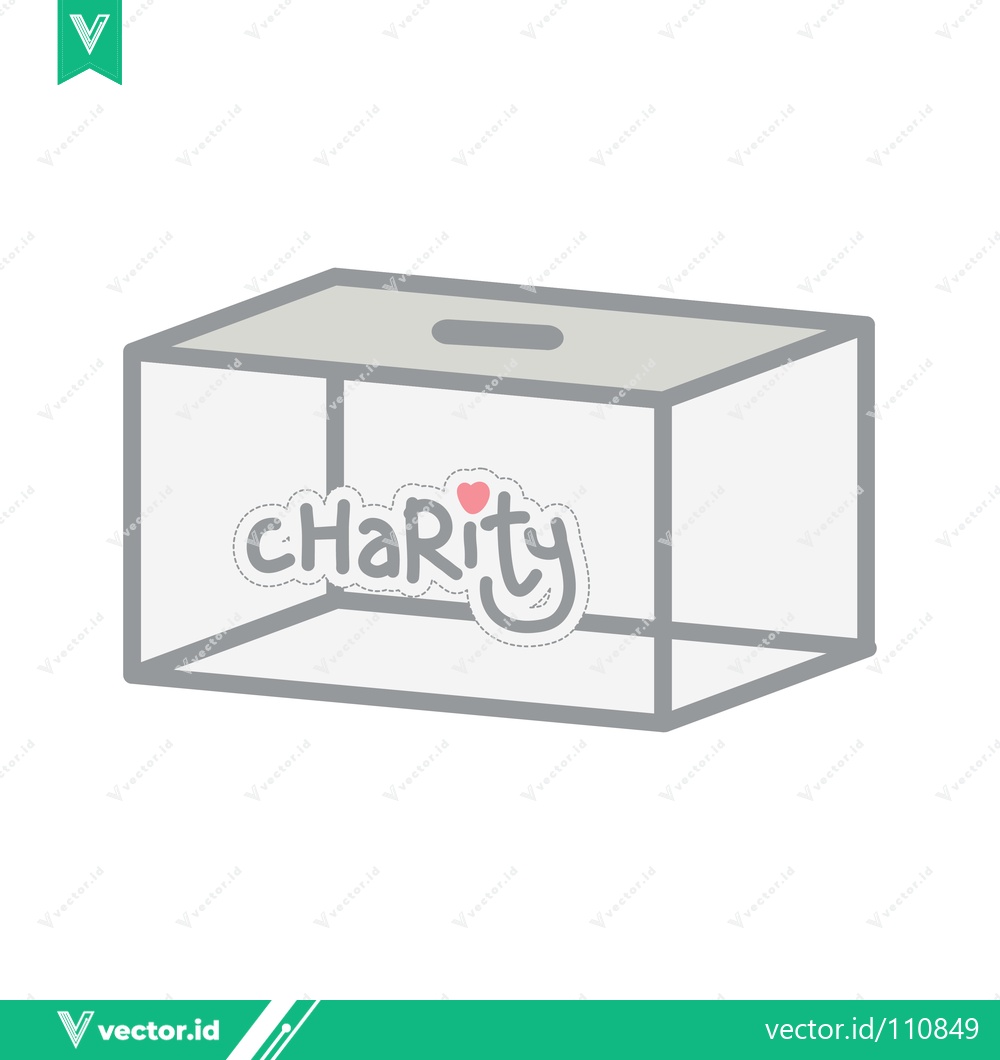 Premium Vector dari Transparent charity donation box with the word charity and a heart symbol