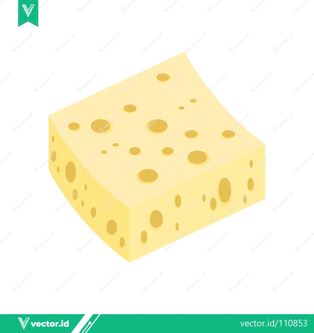 Premium Vector dari A Delicious Block of Swiss Cheese with Holes