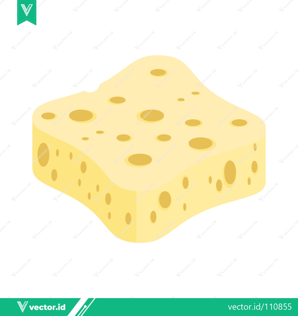Premium Vector of Yellow Sponge with Holes Isolated on White Background