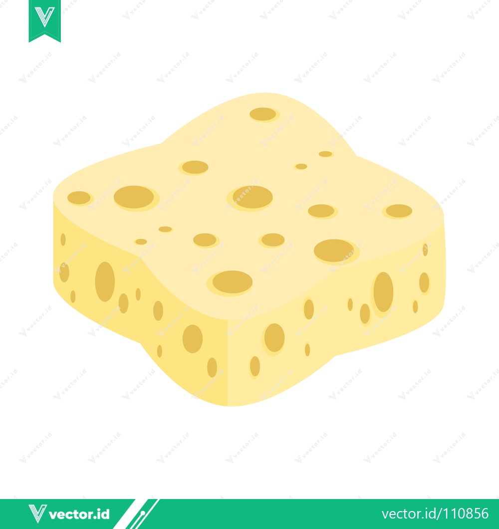 Premium Vector of Yellow Sponge with Holes Isolated on White Background