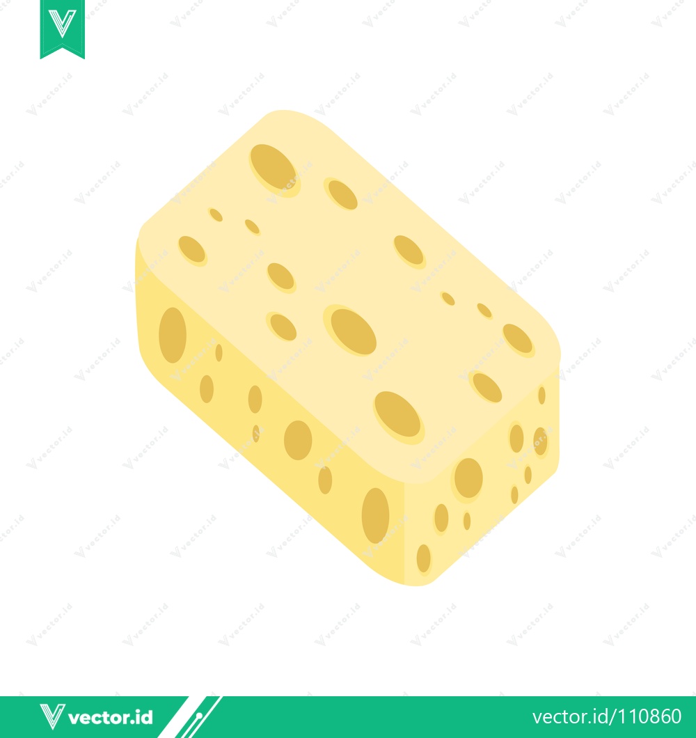 Premium Vector of A block of Swiss cheese with holes isolated on a white background